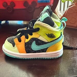 Colorful Kids Sneakers with Black and Yellow Accents